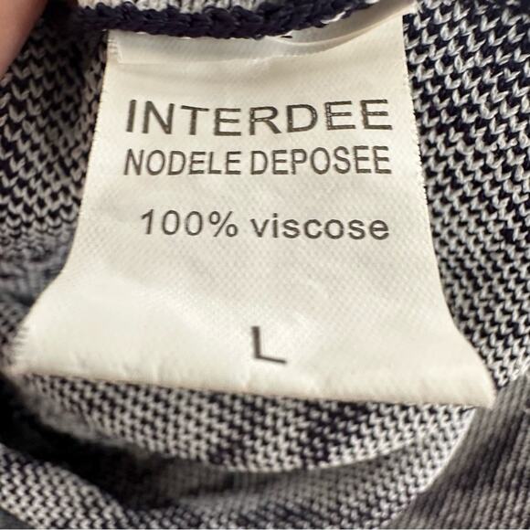 Interdee Paris Blue and White Sleeveless Fit and Flare Scoop Neck Dress Large - Picture 8 of 9